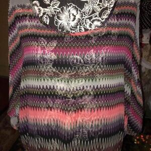 Black Rainn Size XL Women’s Banded Blouse Sheer 46" Bust 25" Length